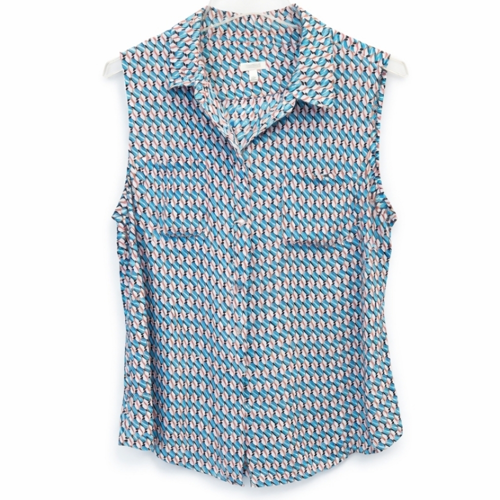 Talbots Tucan Inspired Print Sleeveless Blouse Sz XL